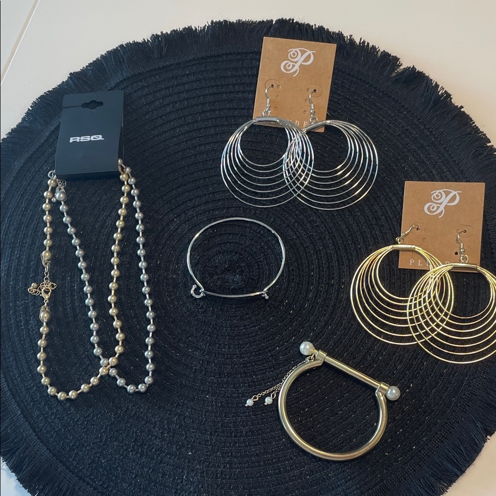 6 RSQ/Plunder Bundle Gold and Silver Beaded Necklace Sets! NEW NWT